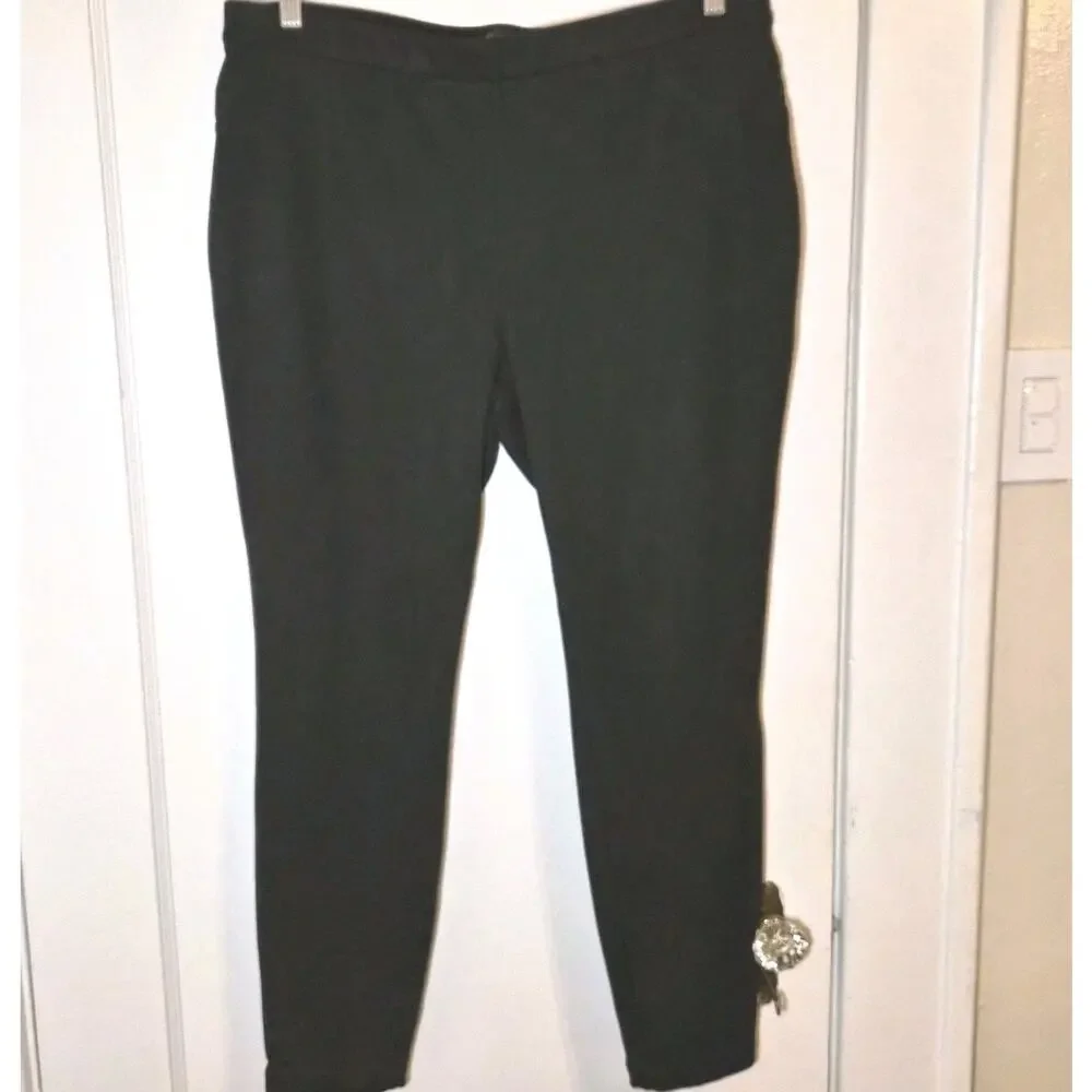 JOAN VASS Black Faux‎ Leather Suede Pants - Women XL ~ 36x27